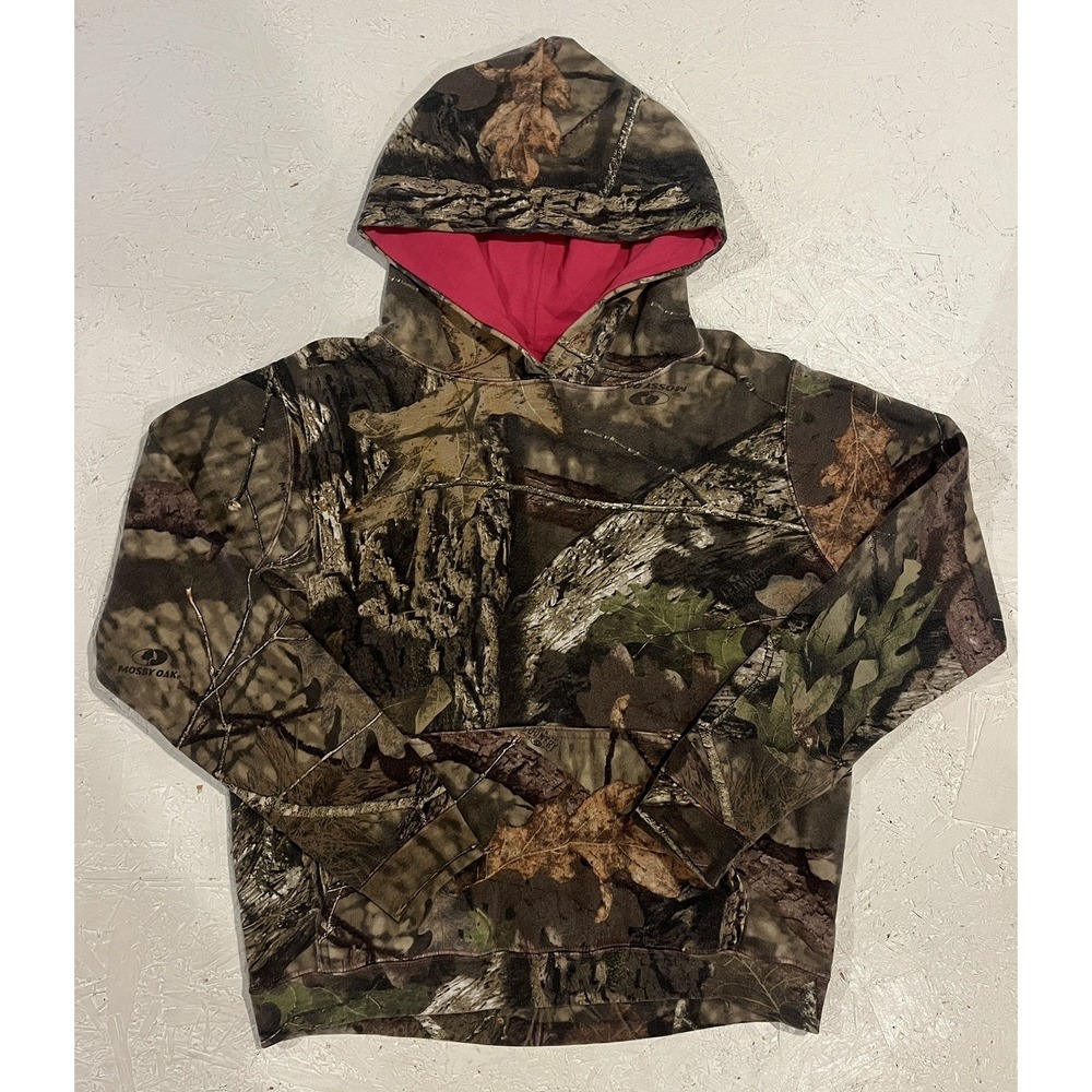 Mossy‎ Oak Hoodie Womens Small Camouflage Pink Logo Hunting Pullover Sweatshirt